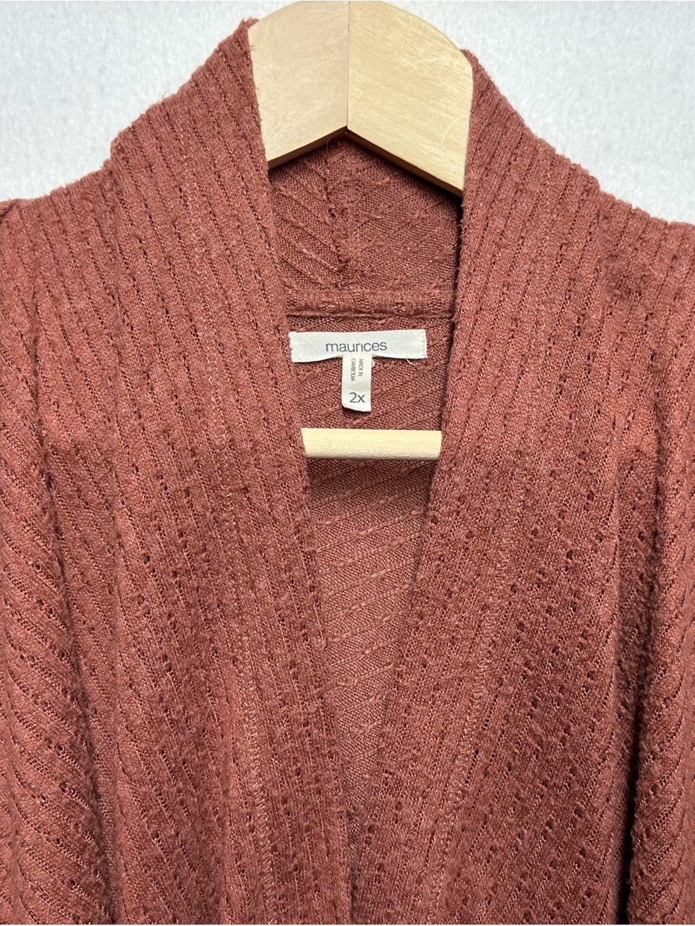 Plus Size 2X Waterfall Cardigan – Rose Ribbed Knit – P2P 28” - Picture 3 of 5